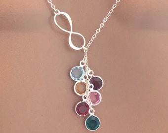 Mother’s Day Gift, Personalized Infinity With Birthstone Necklace, Gift For Mom, Grandma, Birthday Gift, Personalized Gift