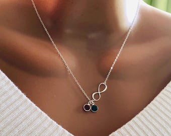 BIG SALE! Mothers Day Gift, Personalized Infinity And Swarovski Birthstones Necklace, Custom Swarovski Birthstones, Family Necklace
