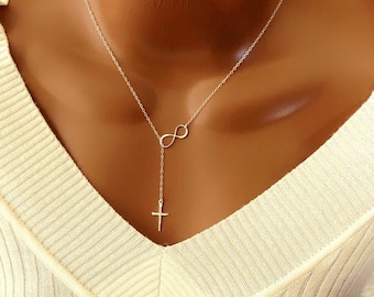 Birthday Gift For Her, Gift For Mom, Daughter Mother Gift, Grandma Gift, Cute Gift, Infinity Cross Necklace