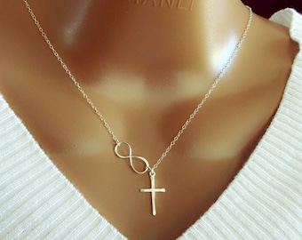BIG SALE! Mother’s Day Gift, Mother Necklace, Gift For Grandma, Birthday Gift, Christmas Gift, Infinity Cross Necklace, Custom Jewelry