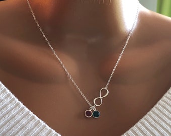 BIG SALE! Mother’s Day Gift, Personalized Infinity With Birthstone Necklace, Personalized Gift For Mom, Family Necklace, Birthday Gift