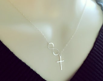 BIG SALE! Mother’s Day Gift, Infinity Cross Necklace, Christmas Gift, Dainty Necklace, Gift For Her, Personalized Gifts, Birthday Gift