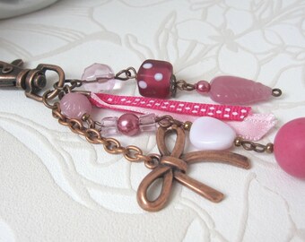 Bag charm pink Clematis Seraph 'Treats' jewelry woman gift