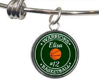 Basketball Bracelet, Personalized Team Gift, Senior Banquet, Basketball Mom, Sports Jewelry, Name, Number, Basketball Girl, Number Jewelry