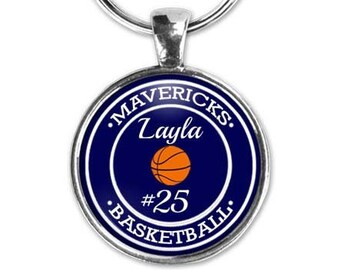 Custom Basketball Team Keychain, Senior Gift, Personalized Pendant, Banquet, Basketball Mom, Sports Jewelry, Number, Basketball Coach