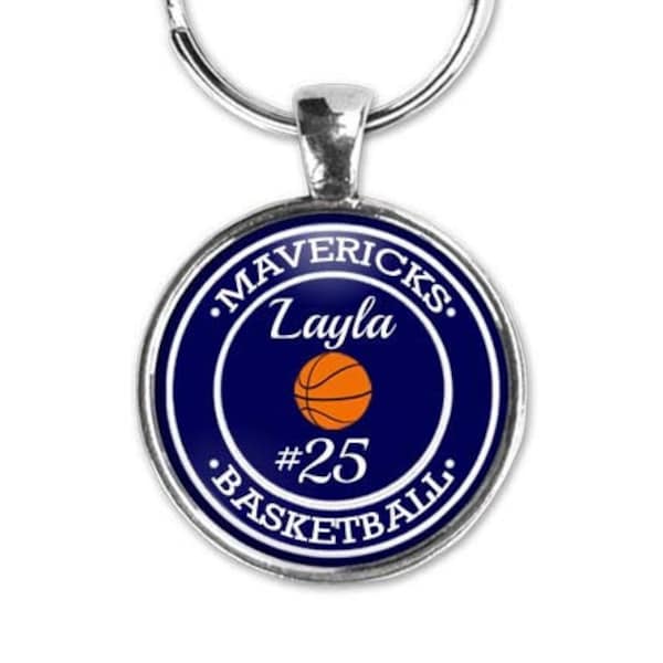 Custom Basketball Team Keychain, Senior Gift, Personalized Pendant, Banquet, Basketball Mom, Sports Jewelry, Number, Basketball Coach