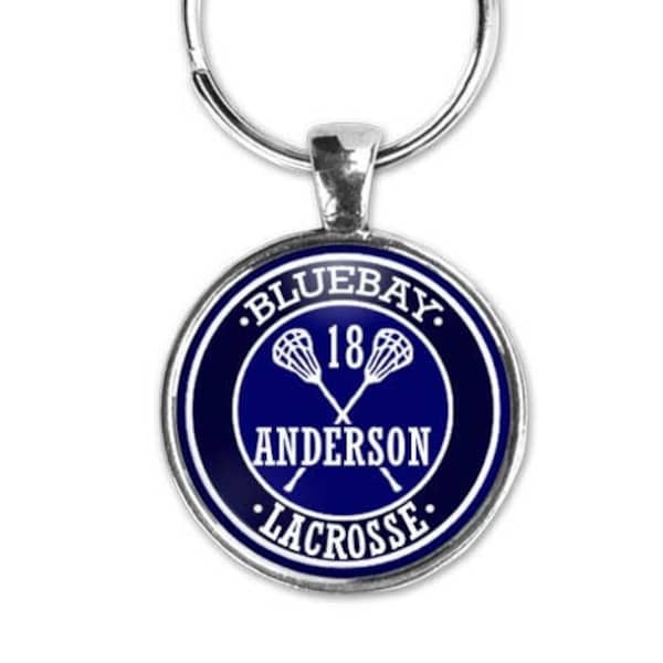 Lacrosse Keychain, Personalized, Lacrosse Gift Custom, Senior Night, Lacrosse Mom, Sports Number Jewelry, Player Number, Team, Coach, Season