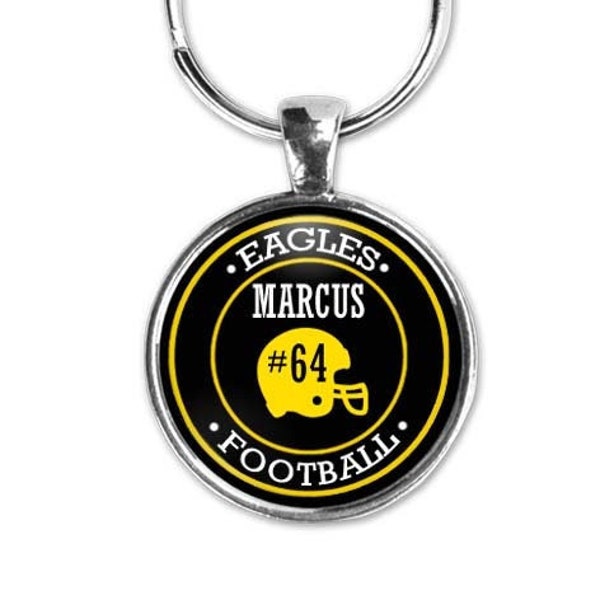 Custom Football Keychain, Team Gift, Team Jewelry, Personalized, Football Game, Senior Gift, Number, Fan, Football Season, Team Mom, Banquet