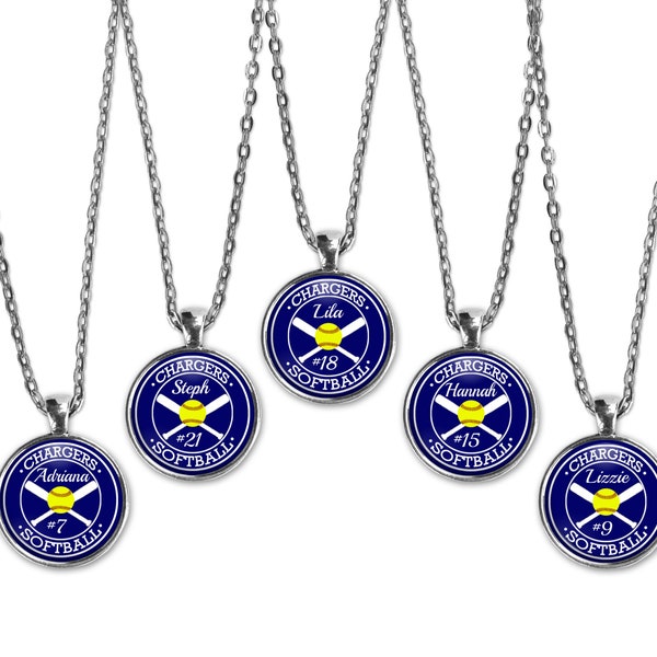 Collar personalizado del equipo de sóftbol, regalo de sóftbol, banquete para personas mayores, temporada, número, joyería deportiva, mamá de sóftbol, jugador de sóftbol