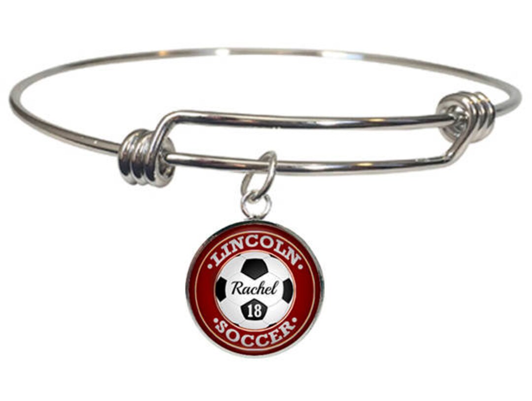 Soccer Bracelet Personalized Adjustable Bangle Wire Etsy
