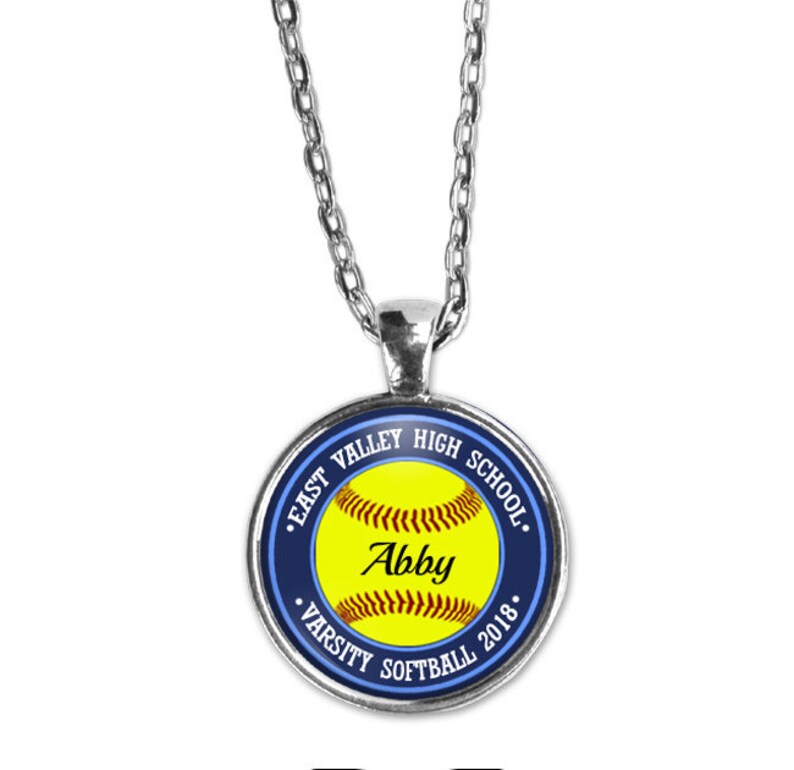 Custom Softball Team Necklace Personalized Softball Gift Etsy
