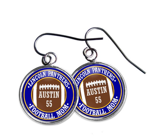 Football Mom Earrings, Custom, Team Jewelry, Personalized