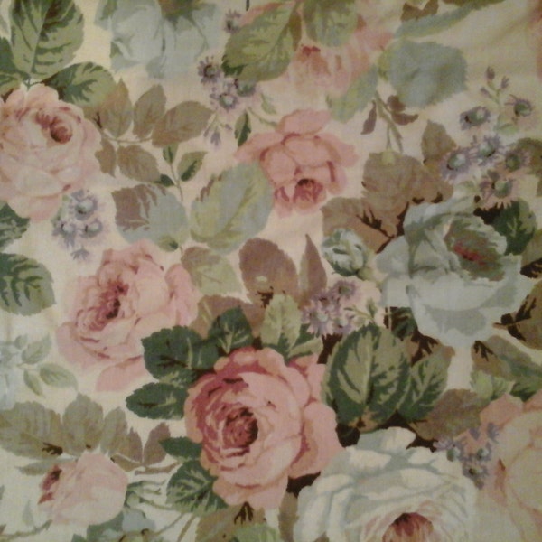 Faded pink and green shabby chic floral fabric 1m x 70cm