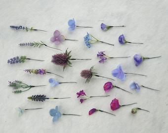 Small blue floral hair pin, hair accessories for any occasion including weddings