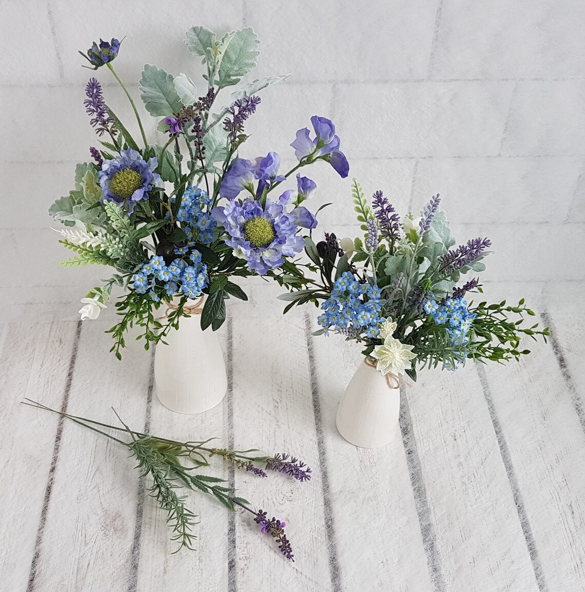 Artificial blue flowers in white ceramic vase Pretty vase of Etsy