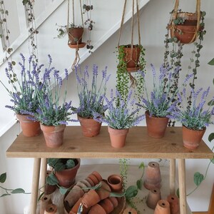 Artificial lavender plant in genuine vintage terracotta pot: Faux Purple Plant, Indoor Décor image 2