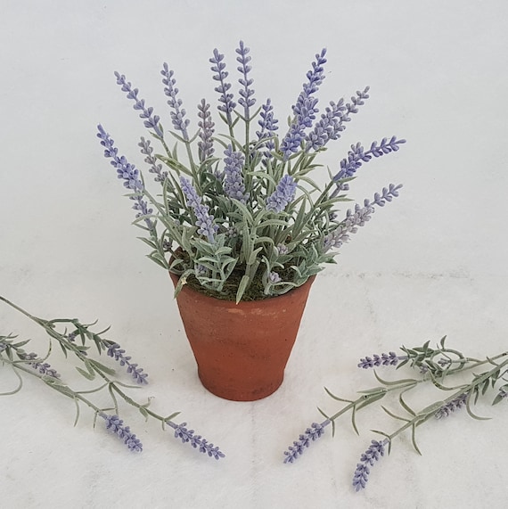 Artificial Lavender Plant in Vintage Hand Thrown Terracotta Pot: Realistic Faux  Plant - Etsy