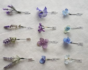 Small blue flower hair pins wires Floral hair accessories Wedding Prom night Bridesmaid Bride Artificial floral Small tiny single flower