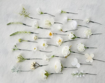 Small white floral hair pins: Hair accessories for wedding & any occasion