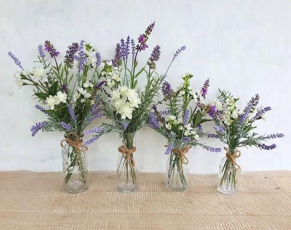 Purple Lavender & White Flowers in Glass Vase Pretty Artificial Floral  Arrangement Purple White Faux Flower in Small Vase Realistic Natural - Etsy
