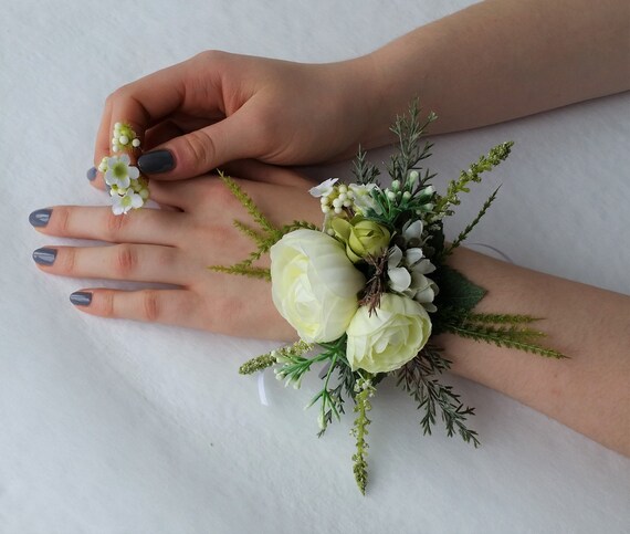 white wrist corsage