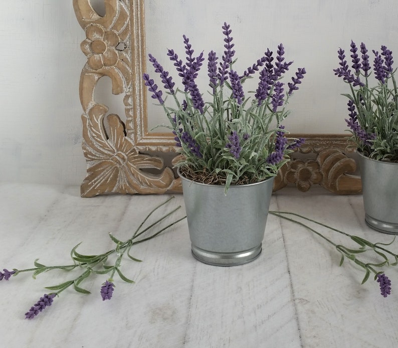 Lavender plants in galvanised pots Artificial plant Purple Etsy