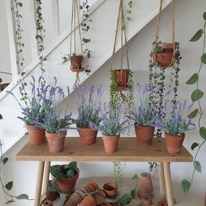 Artificial lavender plant in genuine vintage terracotta pot: Faux Purple Plant, Indoor Décor image 12