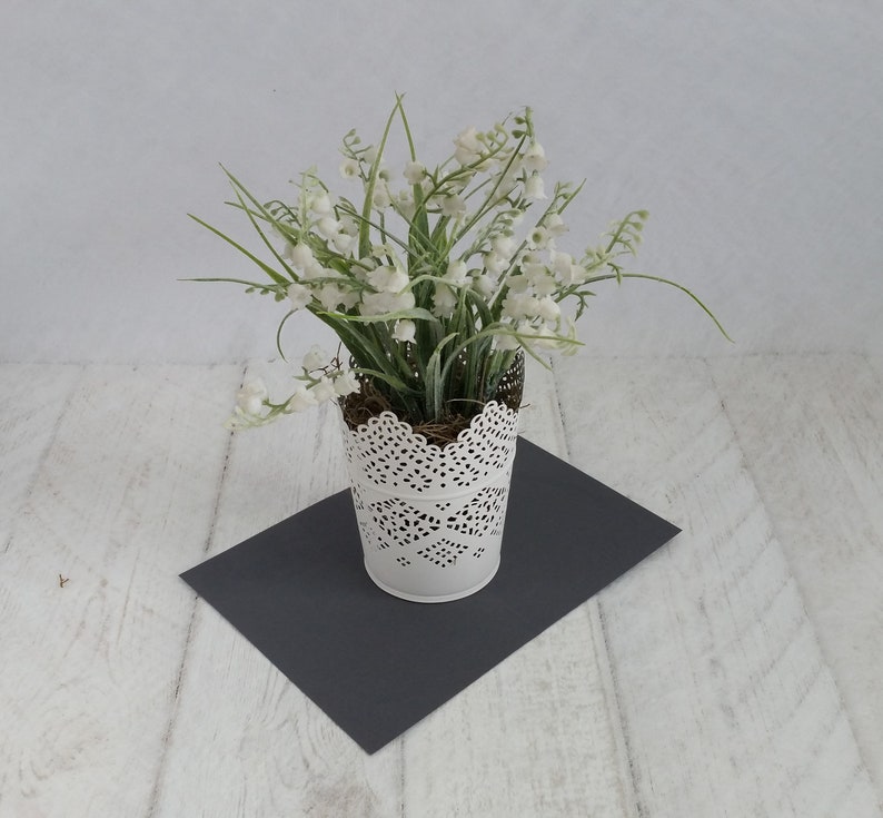 Artificial lily of the valley plants delicate pretty white lace pot Realistic faux white silk houseplant Indoor planter Gifts for her