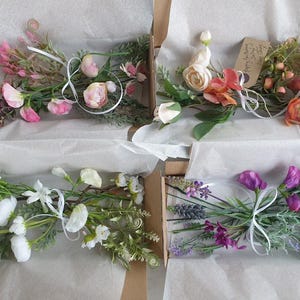Letterbox gift flowers Small artificial bouquet arrangement Pretty little Birthday Mother's day Thank you thinking of you pink blue purple