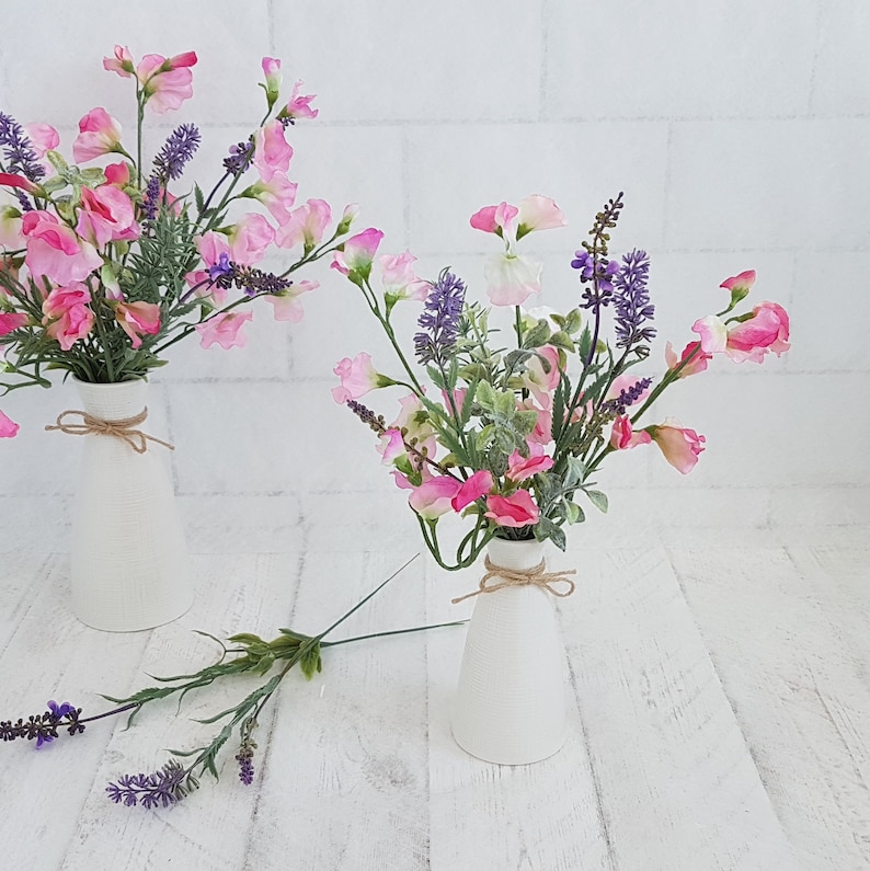 Sweet Peas & Lavender in Vase Artificial Flower Arrangement Etsy UK