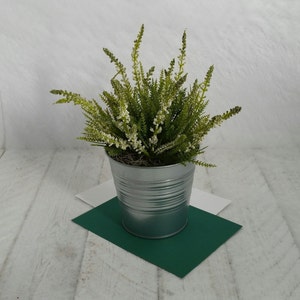 White Pink Heather Plant In Galvanised Tin Pot Artificial Etsy