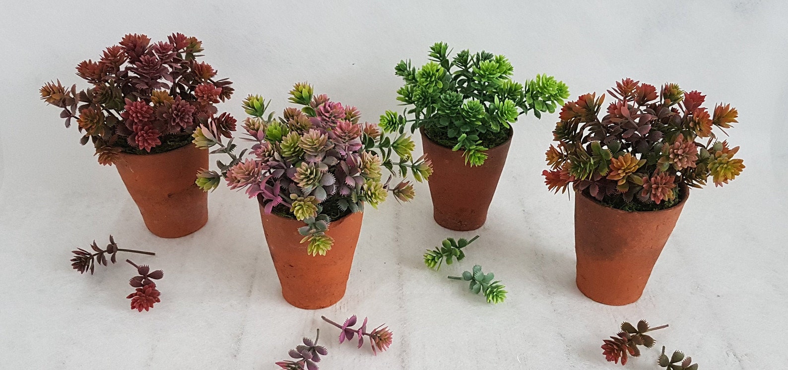 Artificial plants in genuine vintage terracotta pots Set faux | Etsy