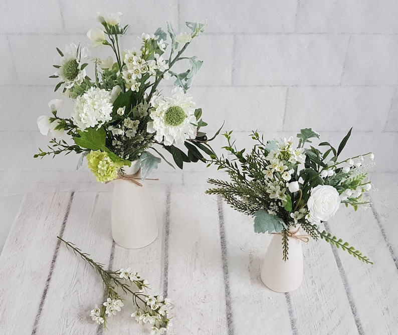 Yellow Rose & Daisy Bouquet in White Ceramic Vase, Faux Floral image 7