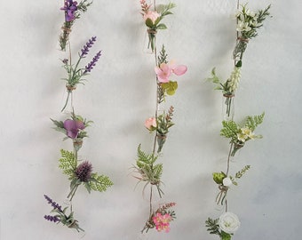 Hanging Flower Vase Garland, Pink Purple White Faux Floral Decor