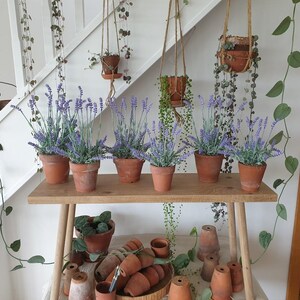 Artificial lavender plant in genuine vintage terracotta pot: Faux Purple Plant, Indoor Décor image 8