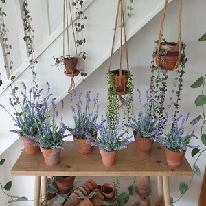 Artificial lavender plant in genuine vintage terracotta pot: Faux Purple Plant, Indoor Décor image 10