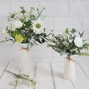 Yellow Rose & Daisy Bouquet in White Ceramic Vase, Faux Floral image 6