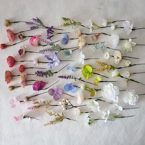 Pretty little flower hair pins wires Flower pins mixed colours Wedding Prom Bridesmaids Accessories Pink Purple Blue White Blush Artificial