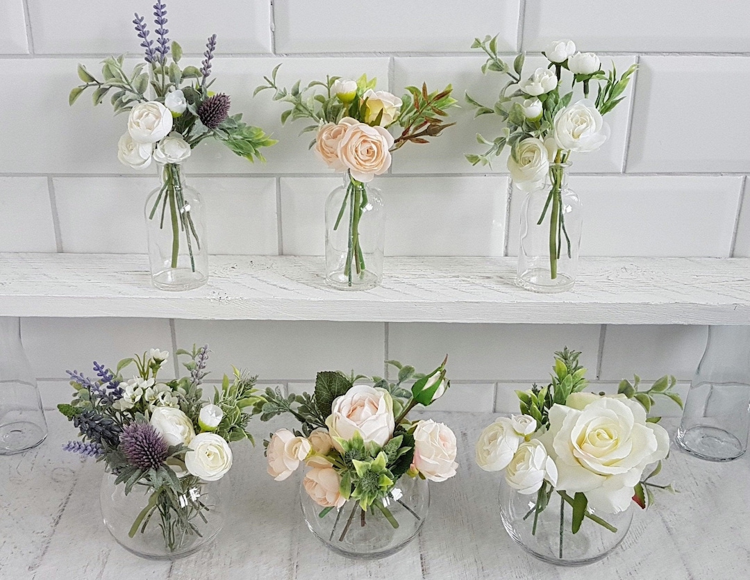 Pretty Little Vase of Artificial Flowers Floral Arrangement Pink