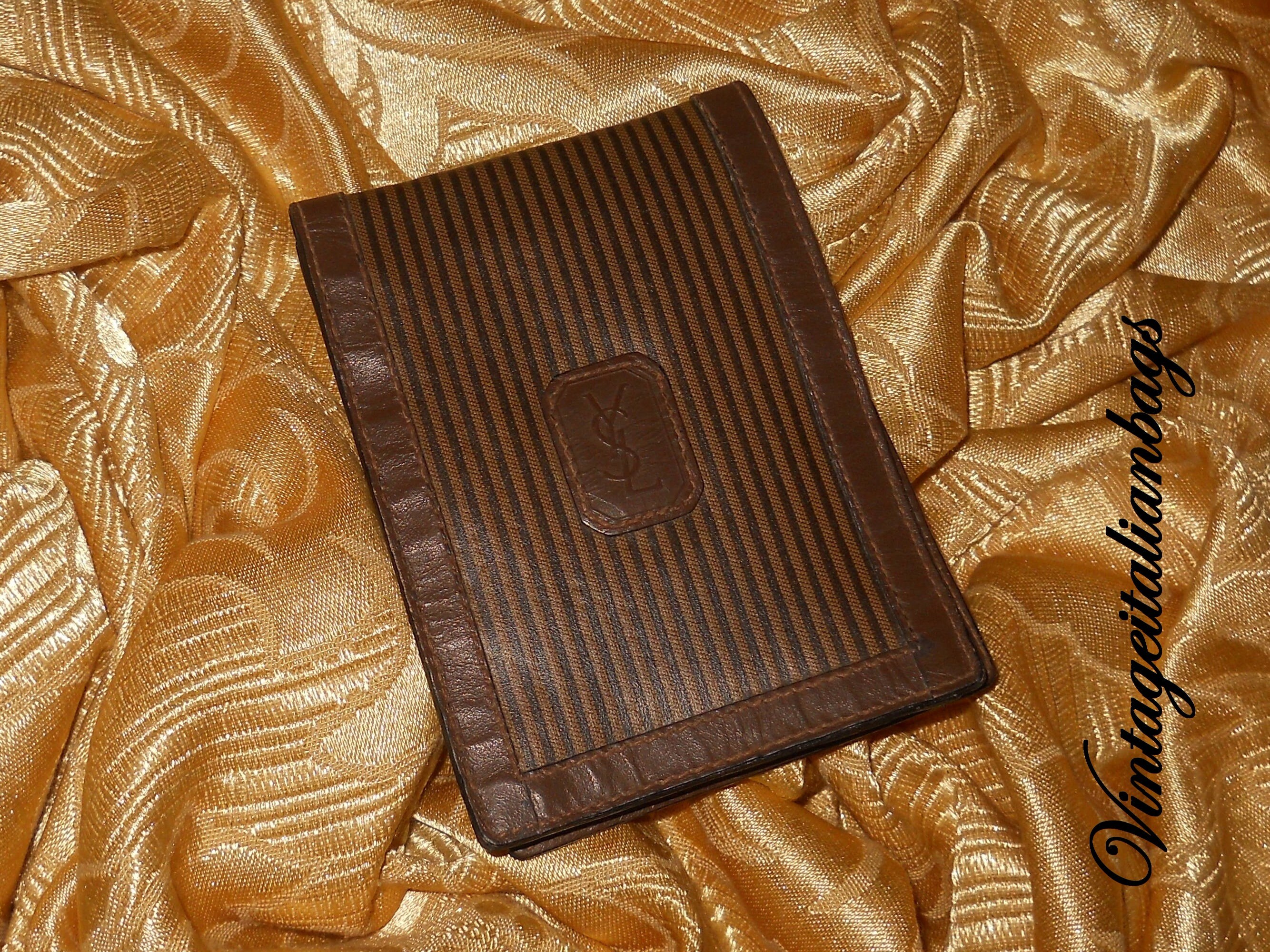 Elegant Vintage YSL Yves Saint Laurent Checkbook Wallet Brown Genuine  Leather