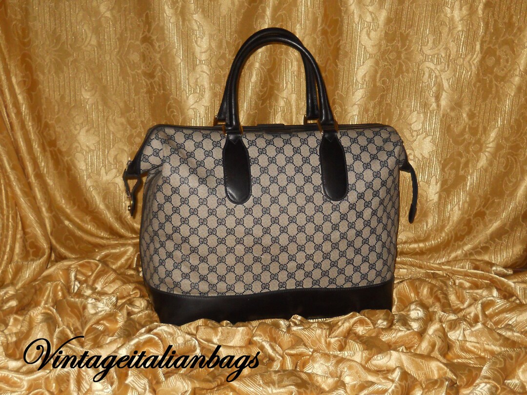 Genuine Vintage Gucci Weekend Travel Bag Canvas and Genuine Leather Etsy