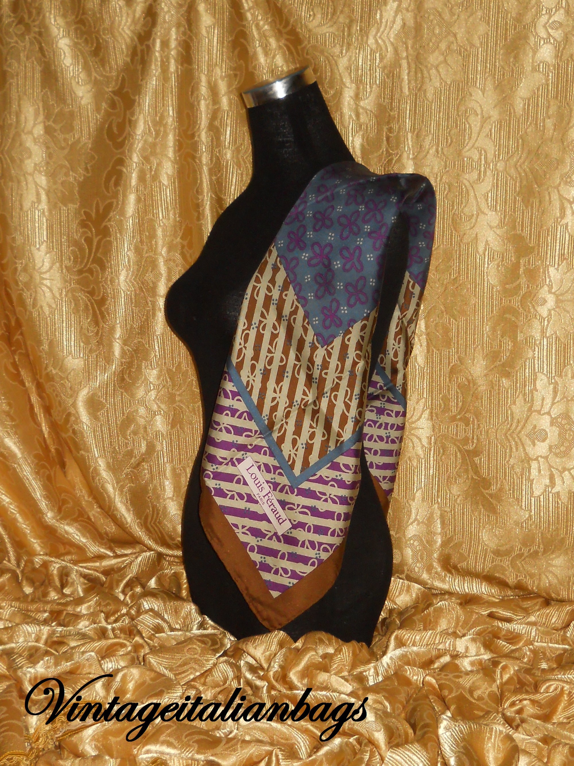 Louis Feraud Brown/Black Wool Scarf - Vintage Lux