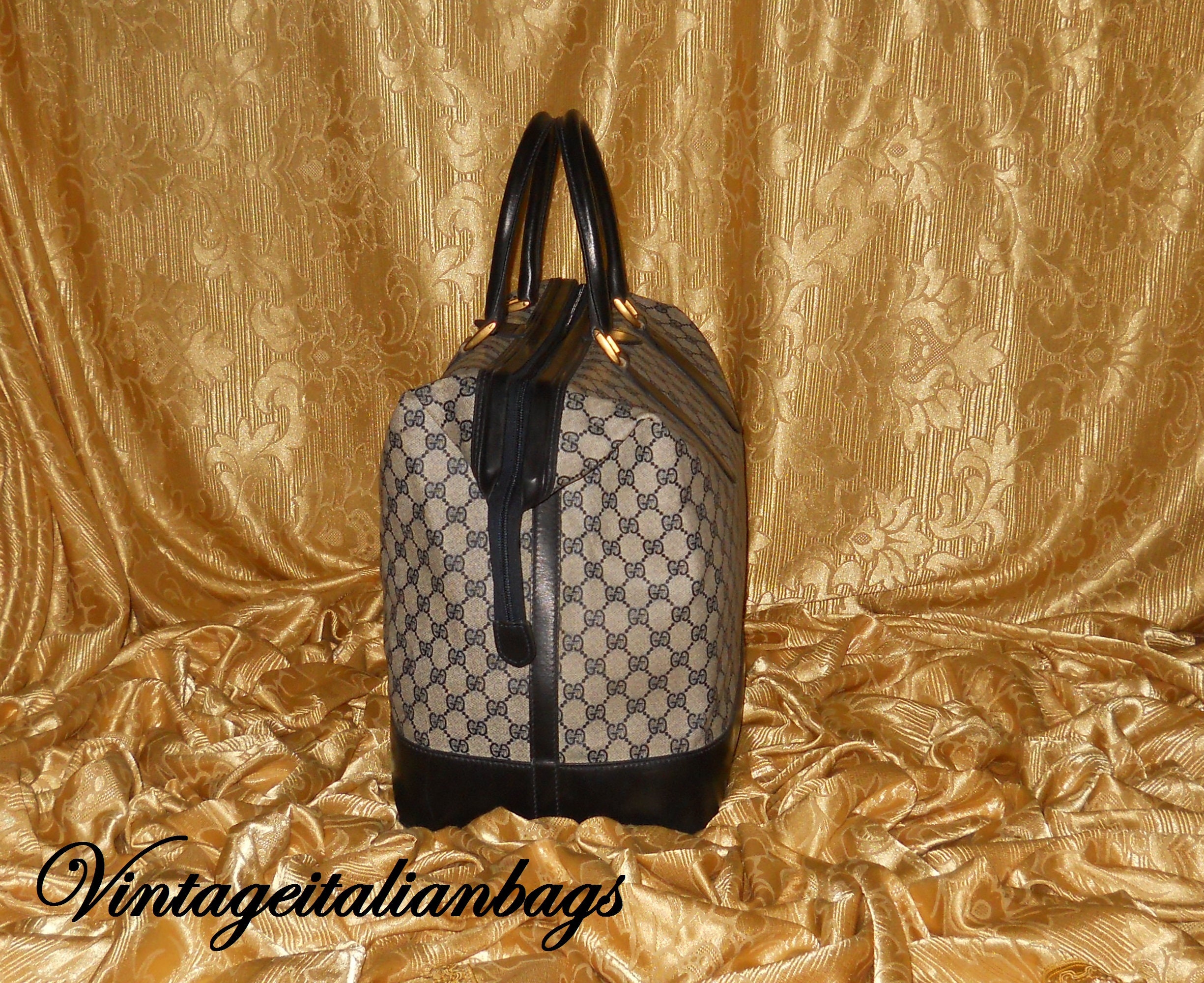 Genuine Vintage Gucci Weekend Travel Bag Canvas and Genuine Leather Etsy