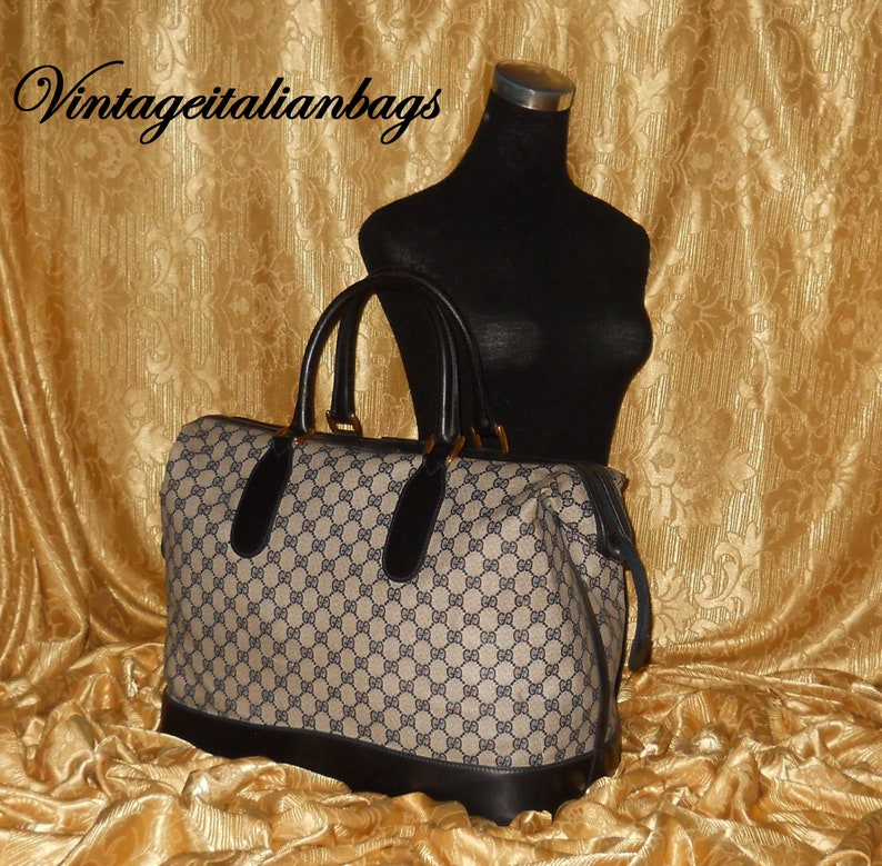Genuine Vintage Gucci Weekend Travel Bag Canvas and Genuine Leather Etsy