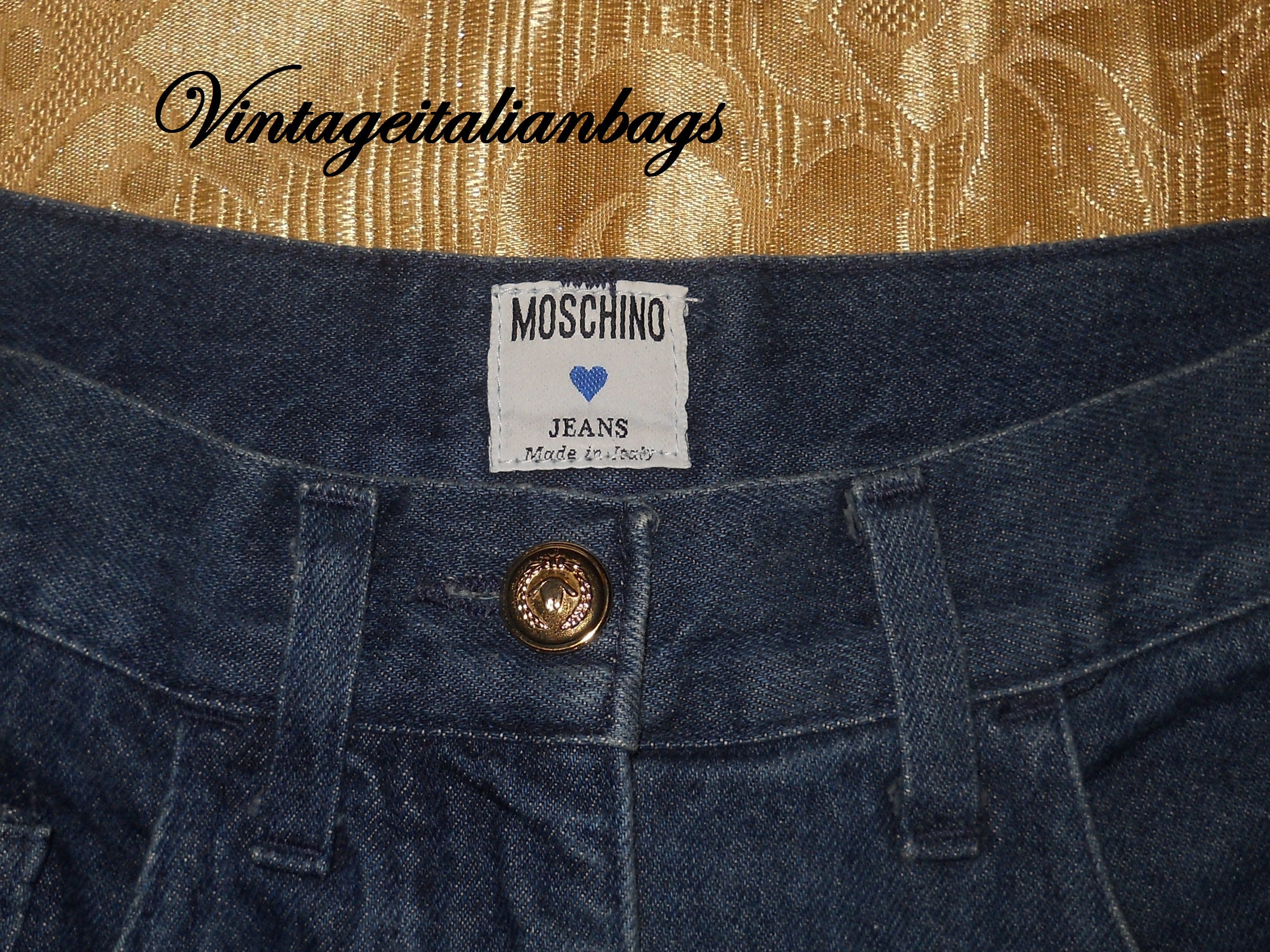 Moschino Denim Monogram Mid-Rise Slim Jeans