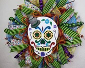 Day of the Dead, Dia de Los Muertos Wreath, Sugar Skull DOD decor, sugar scull decorations, Mexican traditional, All Saints All Souls Day