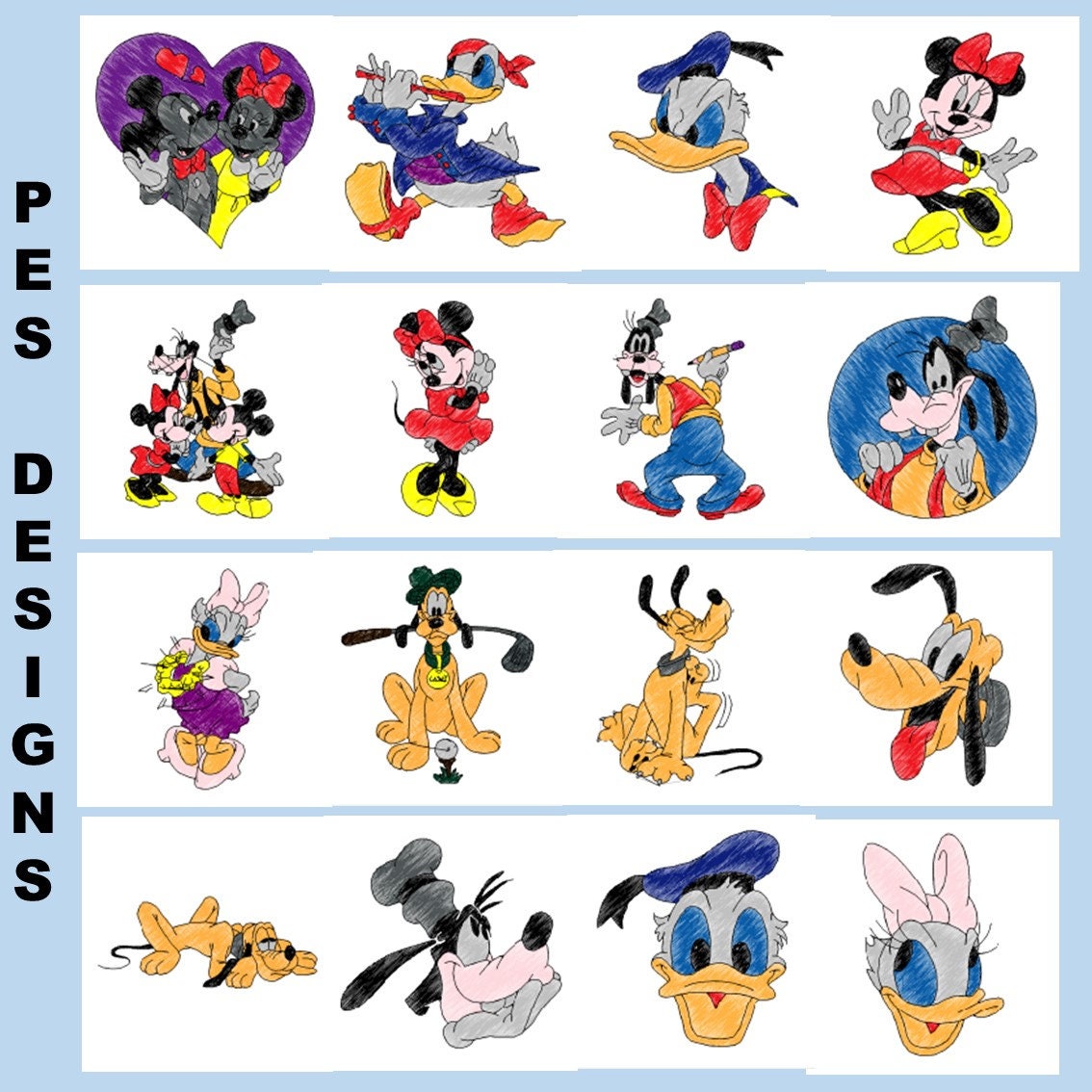 Disney Mickey Mouse & Friends PES Designs Designs by Email - Etsy Disney Mickey Mouse & Friends PES Designs Designs by Email - Etsy