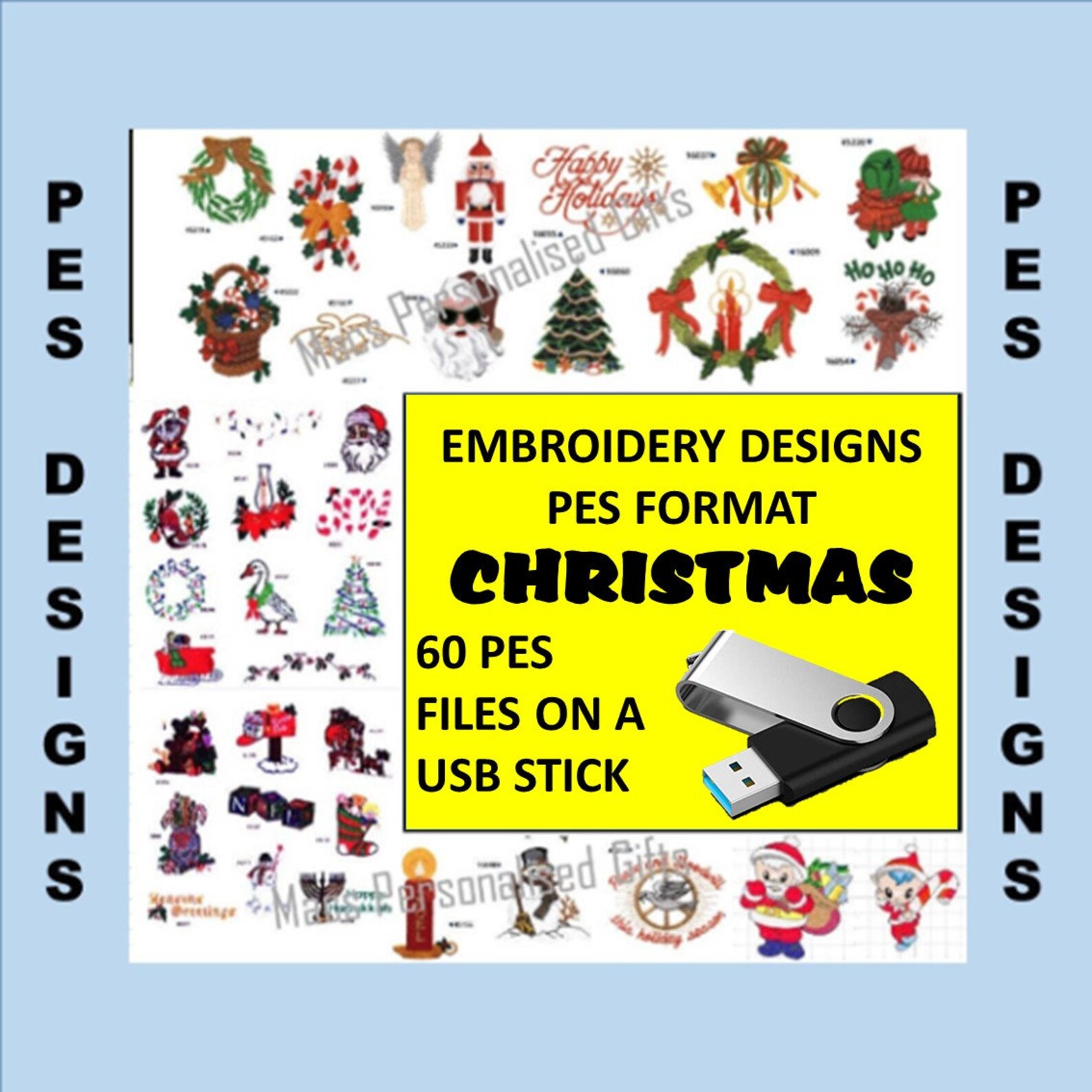 Christmas 60 PES Designs on USB Brother Machine Embroidery Etsy Australia