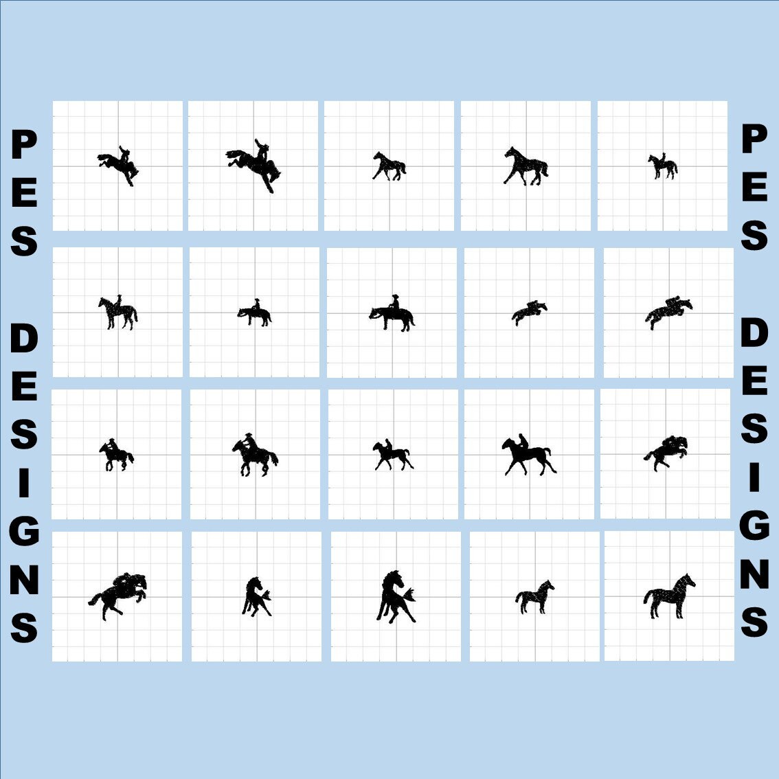Horses Silhouette 30 PES Designs Machine Embroidery Files - Etsy