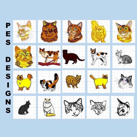 Cats PES, HUS files over 100 embroidery designs Cats PES, HUS files over 100 embroidery designs